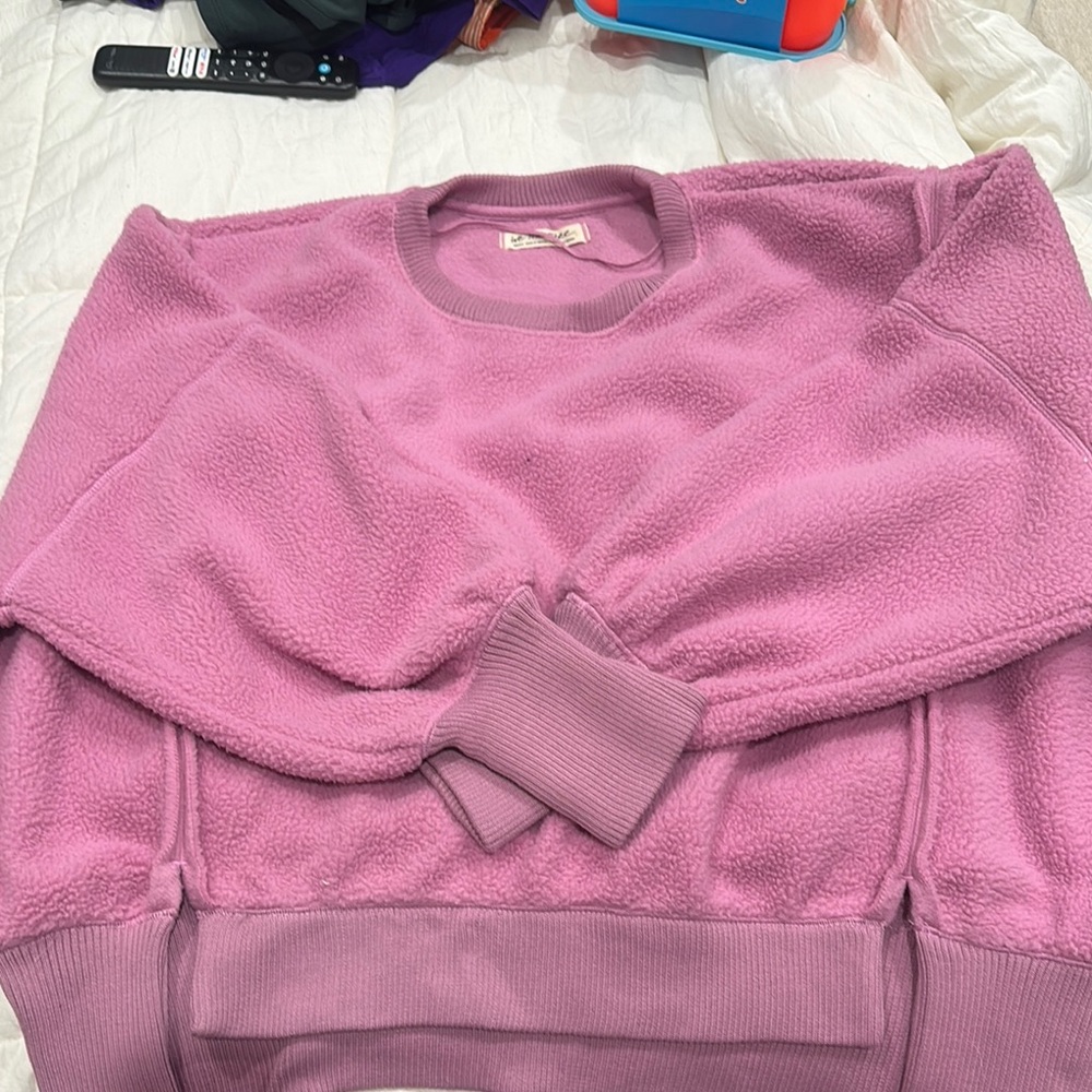 Free people Cozy Pink Fleece Sweatshirt